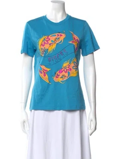 Pre-owned Alberta Ferretti Graphic Print Crew Neck T-shirt In Blue