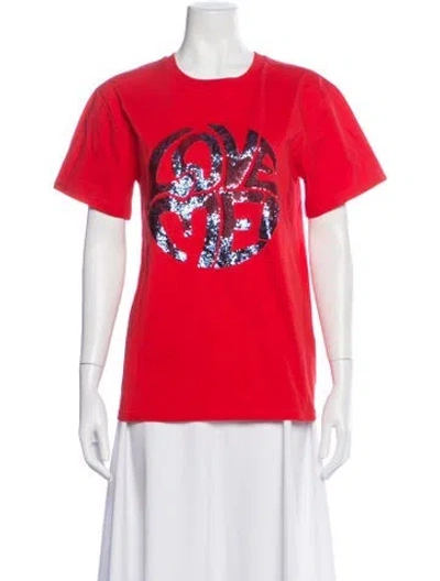 Pre-owned Alberta Ferretti Graphic Print Crew Neck T-shirt W/ Tags In Red