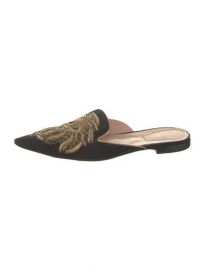Pre-owned Alberta Ferretti Graphic Print Crystal Embellishments Mules In Black