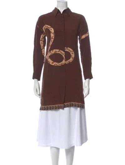 Pre-owned Alberta Ferretti Graphic Print Mini Dress In Brown