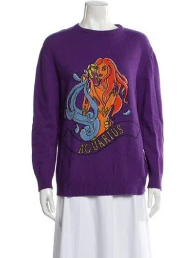 Pre-owned Alberta Ferretti Graphic Print Mock Neck Sweater In Purple