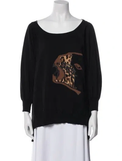 Pre-owned Alberta Ferretti Graphic Print Scoop Neck Sweater In Black