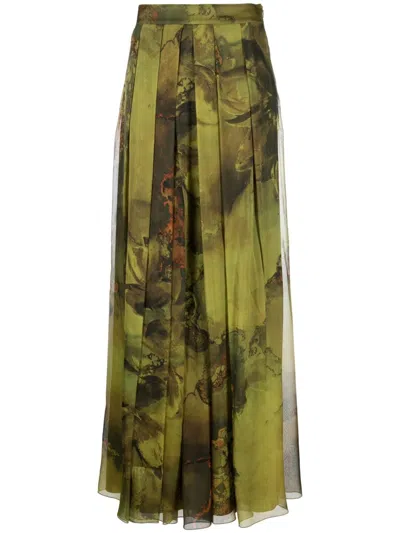 Alberta Ferretti Graphic-print Skirt In Grün