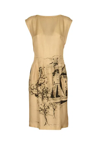 Alberta Ferretti Graphic Printed Sleeveless Dress In Multi