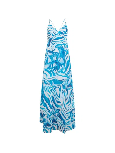 Alberta Ferretti Graphic-print Spaghetti-strap Maxi Dress In Multi