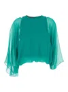 Alberta Ferretti Green Blouse With Layered Design In Green