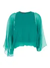 Alberta Ferretti Green Blouse With Layered Design In Green