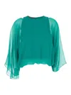 Alberta Ferretti Green Blouse With Layered Design In Green