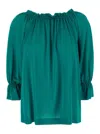 Alberta Ferretti Green Top With Pleated Details In Viscose Woman In Green