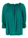 Alberta Ferretti Green Top With Pleated Details In Viscose Woman In Green