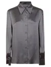 Alberta Ferretti Grey Acetate Shirt With Classic Collar In Gray