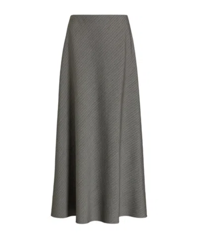 Alberta Ferretti Grey A-line Skirt With Herringbone Weave In Green