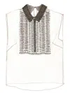 Alberta Ferretti Embellished Collar Chiffon Top In Grey