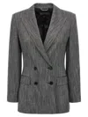 Alberta Ferretti Double-breasted Herringbone Blazer In Grey