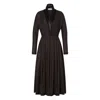 Alberta Ferretti Long Sleeve Dress In Brown