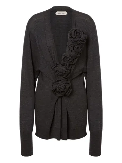 ALBERTA FERRETTI WOMEN GREY FLORAL APPLIQUE SWEATER, M LUXURY SWEATERS & KNITWEAR FOR WOMEN DARVEYS