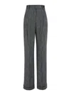 Alberta Ferretti Tailored Straight-leg Trousers With Subtle Pinstripe Pattern In Gray