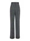 Alberta Ferretti Tailored Straight-leg Trousers With Subtle Pinstripe Pattern In Gray