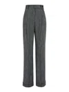 Alberta Ferretti Tailored Straight-leg Trousers With Subtle Pinstripe Pattern In Gray