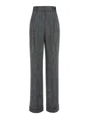 Alberta Ferretti Tailored Straight-leg Trousers With Subtle Pinstripe Pattern In Gray