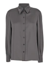 Alberta Ferretti Grey Shirt With Pointed Collar In Silk Blend Woman In Grey