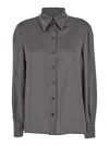 Alberta Ferretti Grey Shirt With Pointed Collar In Silk Blend Woman In Grey