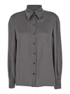 Alberta Ferretti Grey Shirt With Pointed Collar In Silk Blend Woman In Grigio