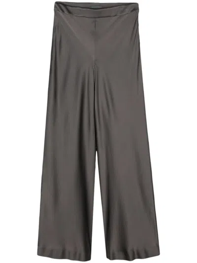 ALBERTA FERRETTI GREY WIDE-LEG SATIN TROUSERS