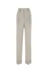 Alberta Ferretti Grey Wide Wool-blend Trousers