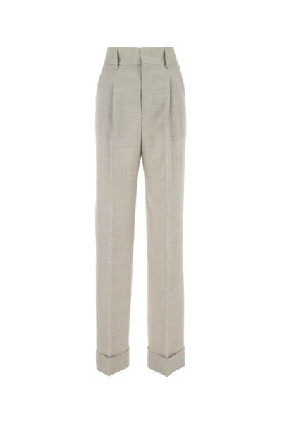 Alberta Ferretti Grey Wide Wool-blend Trousers