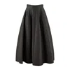 Alberta Ferretti Grey Wool And Silk Midi Skirt In Black