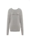 Alberta Ferretti Crew Neck Long Sleeve Ribbed Knitwear In Gray