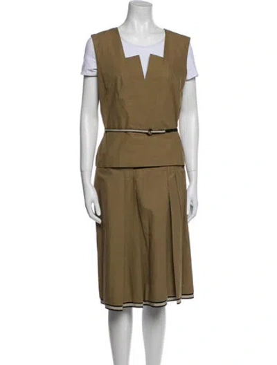 Pre-owned Alberta Ferretti Grosgrain Trim Skirt Set In Neutral