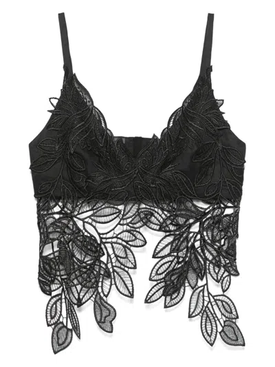 Alberta Ferretti Top Aus Guipure-spitze In Black
