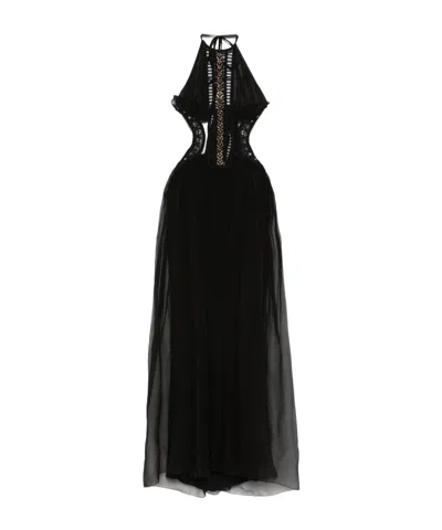 Alberta Ferretti Alberta Ferreti Embroidered Tulle Dress In Black