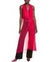 Alberta Ferretti Draped Halterneck Flowy Sheer Maxi Top In Pink
