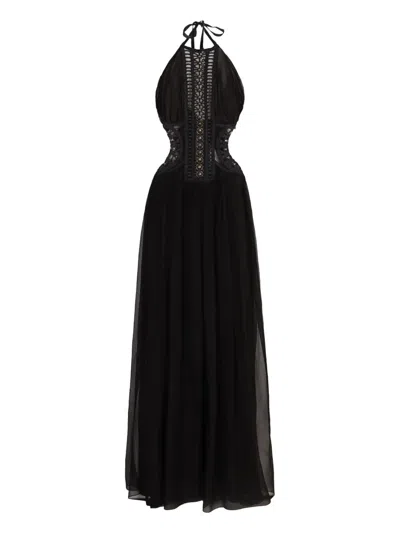 Alberta Ferretti Alberta Ferreti Embroidered Tulle Dress In Black