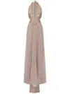 Alberta Ferretti Embroidered Tulle Maxi Dress In Neutrals