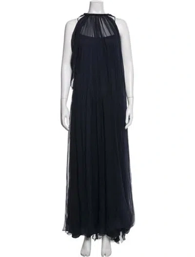 Pre-owned Alberta Ferretti Halterneck Long Dress In Blue
