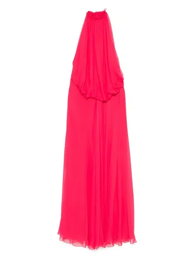 Alberta Ferretti Halterneck Maxi Dress In Pink