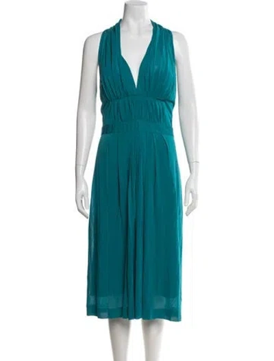 Pre-owned Alberta Ferretti Halterneck Midi Length Dress In Blue