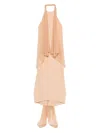 Alberta Ferretti Halterneck Overlay Dress In Pink