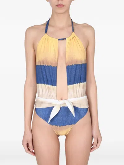 Alberta Ferretti Alberta Ferreti One Piece Swimsuit With Tie Dye Print In Multi