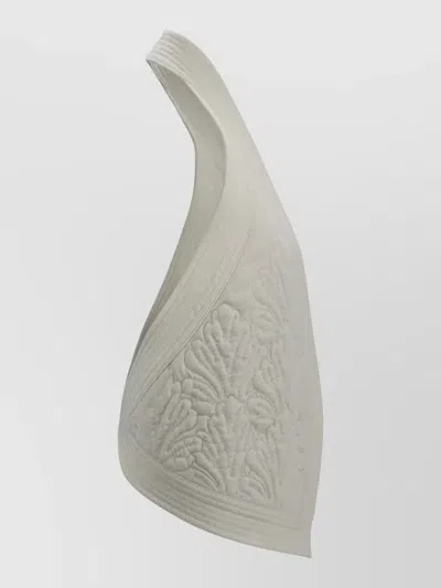 Alberta Ferretti Halterneck Top Embroidered Detail Open Back In White