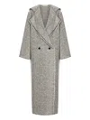 Alberta Ferretti Women Grey Double-breasted Coat With Wide Lapels In Wool Woman In Gray