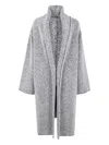 Alberta Ferretti Herringbone Textured Long Sleeve Coat In Gray