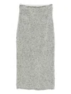 Alberta Ferretti Herringbone-pattern Wool Skirt In Gray