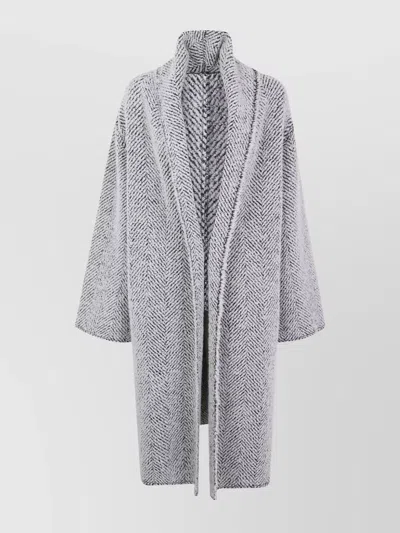 ALBERTA FERRETTI HERRINGBONE TEXTURED LONG SLEEVE COAT