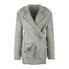 Alberta Ferretti Herringbone Wrap-around Jacket In Gray