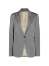 Alberta Ferretti Herringbone-pattern Single-breasted Blazer In Gray